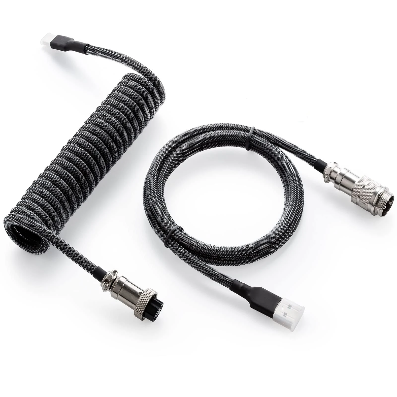 3M USB-C to USB-A Mechanical Keyboard Cable Slim Type Detachable Metal Aviator Custom Coiled USB C Cable for Gaming Keyboard