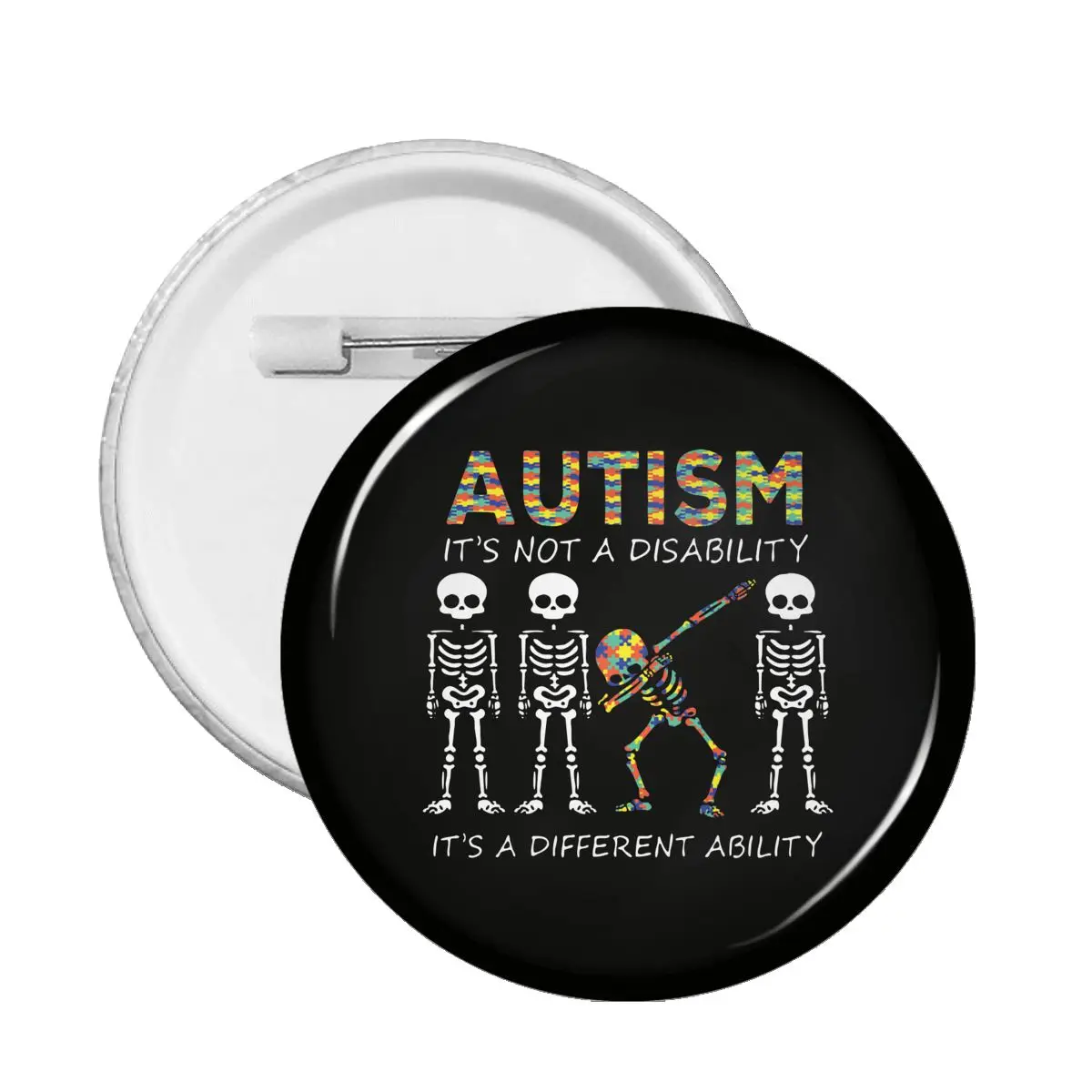 Autism It's A Different Ability Dabbing Skeleton Badges Autismo Autistic Awareness Brooch for Hat Lapel Soft Button Pin