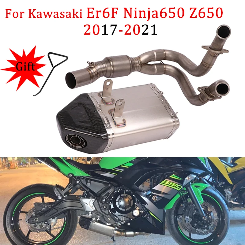 

ER6F Full System for Kawasaki Ninja650 Z650 2017-2021 AK Motorcycle Titanium Alloy Exhaust Escape Moto Front Link Pipe Muffler