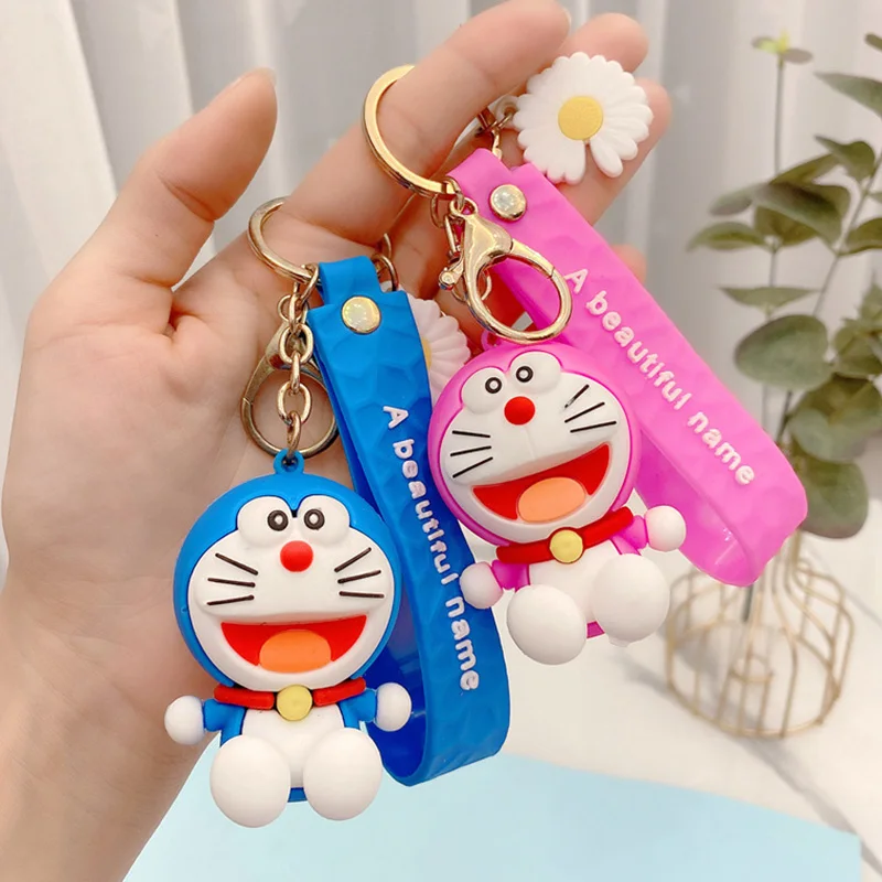 

Disney Cartoon Stitch Keychain Cute Jingle Cat Keyring Accessories Bag Pendant Doraemon Women Men Jewelry Gifts