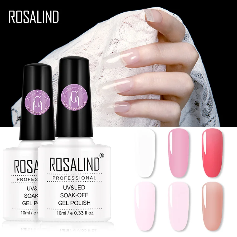 Быстросъемный Гель-лак для ногтей ROSALIND, прозрачный розовый лак для наращивания ногтей, гель для ногтевого дизайна, наращивание ногтей, акри...