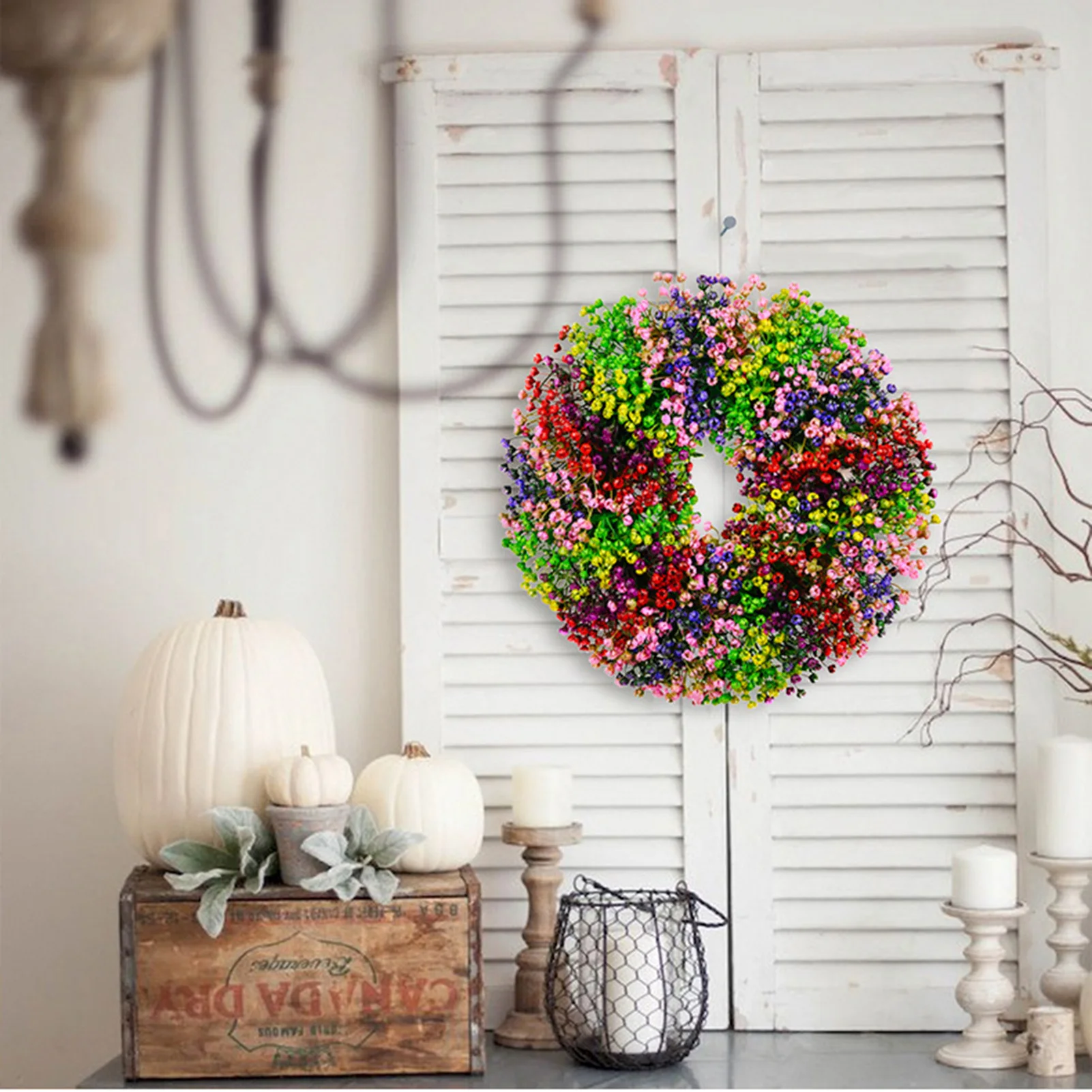 

Искусственный венок 15.75 дюймов, искусственный венок для загородного дома, настенный висячий венок для свадебного венка, домашний декор