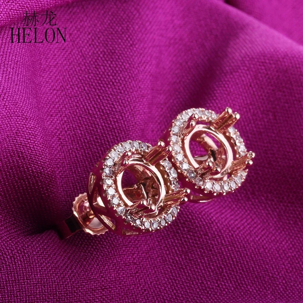 HELON 5-6 75 мм круглые однотонные 14-каратные розовые золотые серьги с натуральными