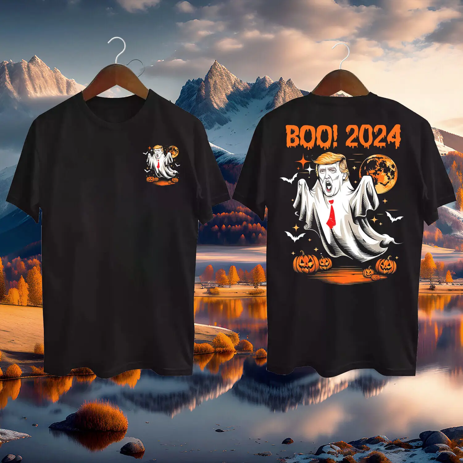 Футболка NWT Boo 2024 с призраком Трампа на Хэллоуин день выборов в США