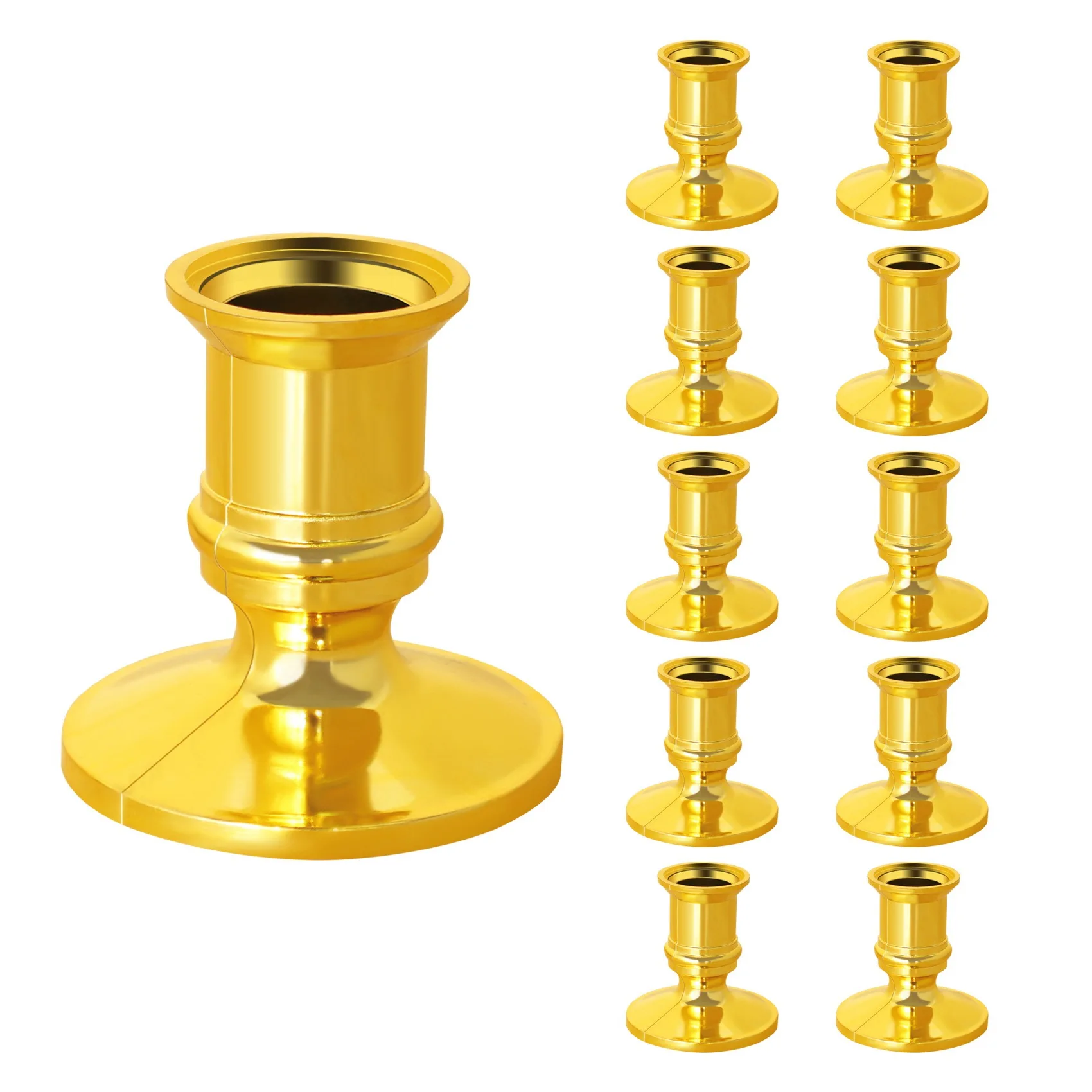 

10X Gold Pillar Candle Base Taper Candle Holder Candlestick Christmas