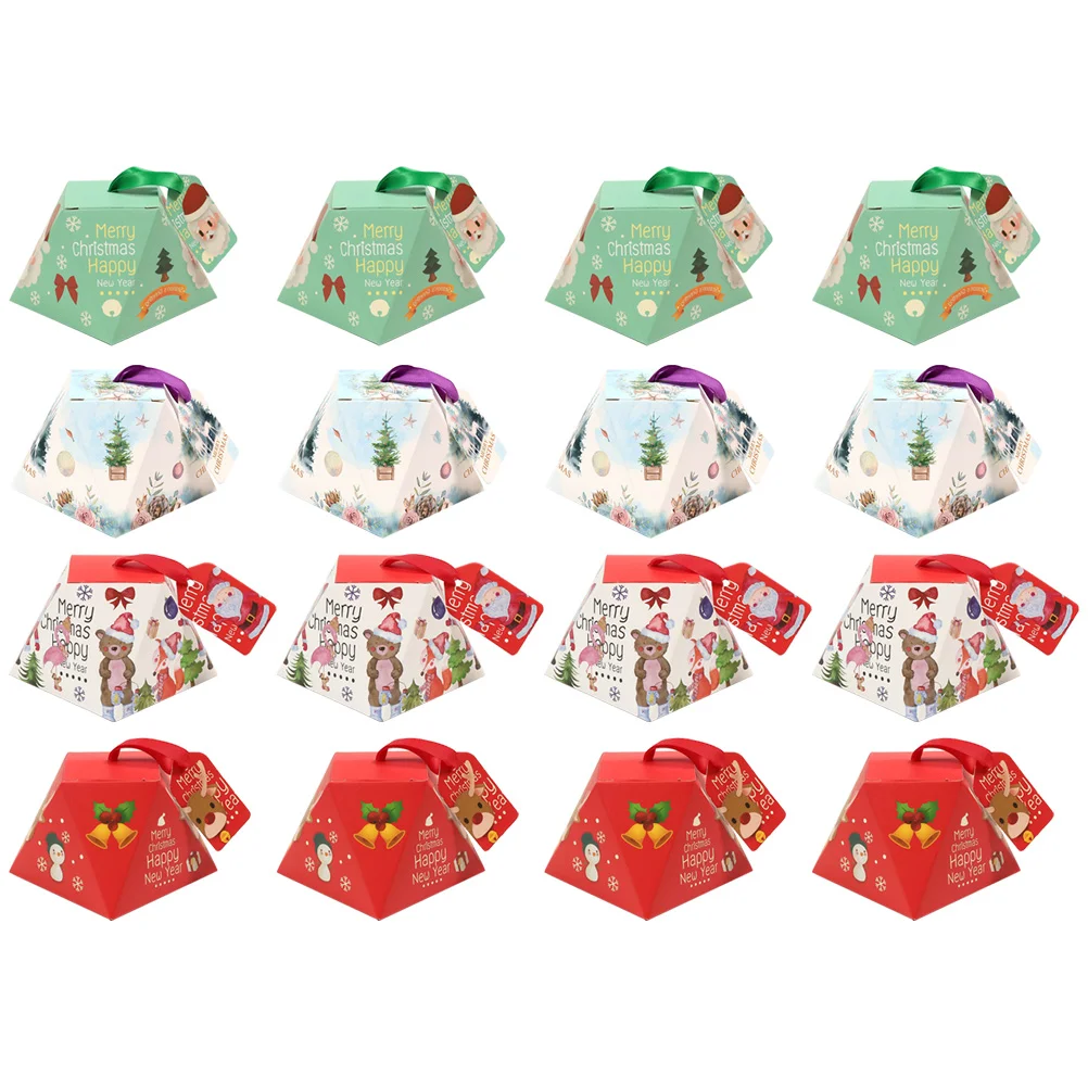 80 Pack Christmas Candy Boxes Xmas Theme Pattern Treat Boxes Gift Boxes for Christmas Party Supplies