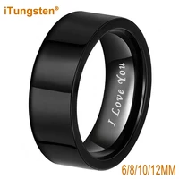 itungsten black jewelry tungsten wedding band fashion dropshipping pip cut engagement ring polished shiny i love you engraved