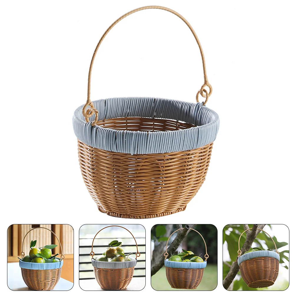 

Basket Flower Woven Storage Bread Hanging Seagrass Containers Retro Stand Planter Organizer Desk Girl Makeup Display Serving
