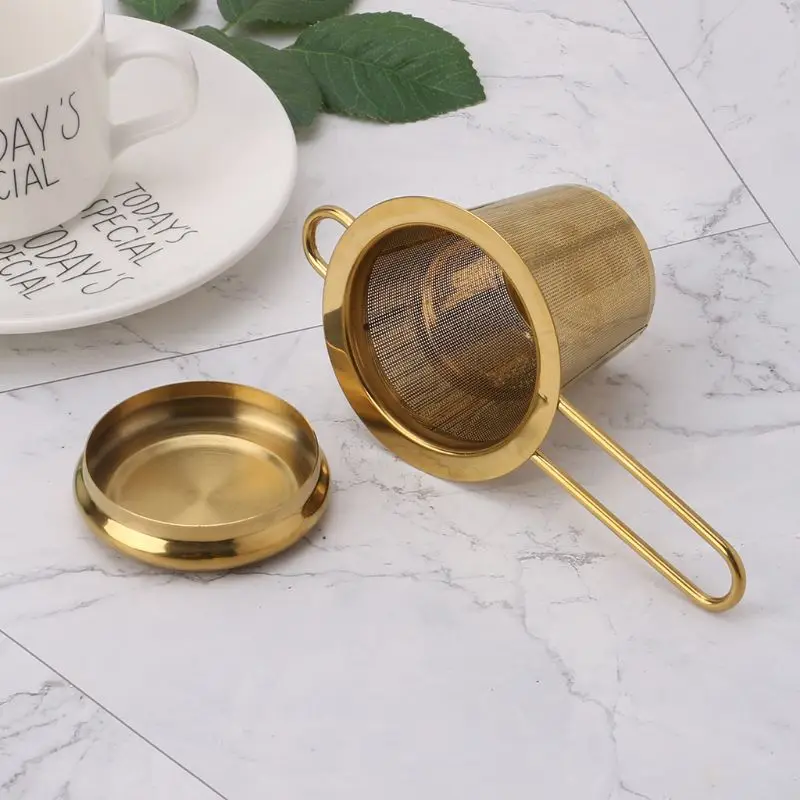 

Reusable Mesh Tea Infuser Stainless Steel Strainer Loose Leaf Teapot Spice Filter With Lid Cups Kitchen Accessories