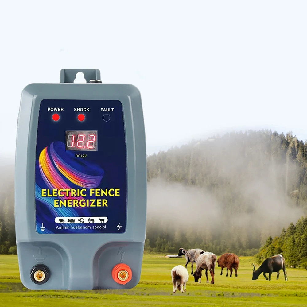 

10KM Electric Shepherd for Cattle Animals Farm Electric Fence Energizer LCD Panel Charger High Voltage Pulse Control Waterproof