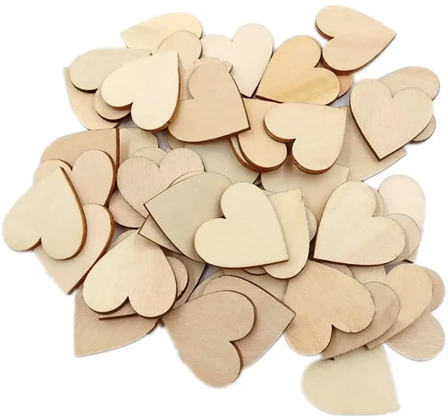

10-100 мм необработанные пустые деревянные чипы в форме сердца, декоративные поделки, свадебные искусственные настольные поделки «сделай сам...