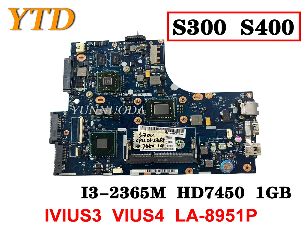 

Original For Lenovo Ideapad S300 S400 Laptop Motherboard I3-2365M HD7450 1GB IVIUS3 VIUS4 LA-8951P tested good free shi