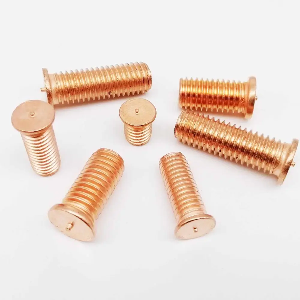 

2/50pc M3 M4 M5 M6 M8 M10 Carbon Steel Copper Plated Stud Weld Spot Welding Screw Solder Point Nail Bolt for Capacitor Discharge
