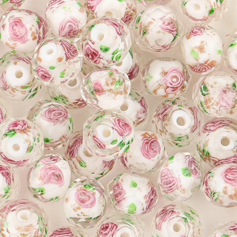 

8/10/12mm 10pcs Transparent Glass Lampwork Beads Loose bead for Jewelry Making Diy Bracelet Flower Round Faceted Beads