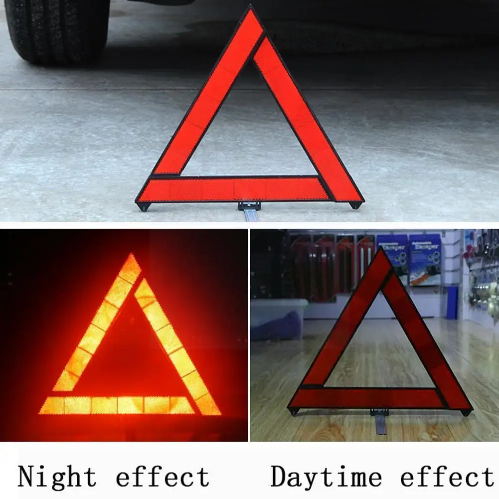 

Car Emergency Breakdown Warning Red Reflective Tripod Car Folding Hazard Stop Reflector Sign Safety A8y4