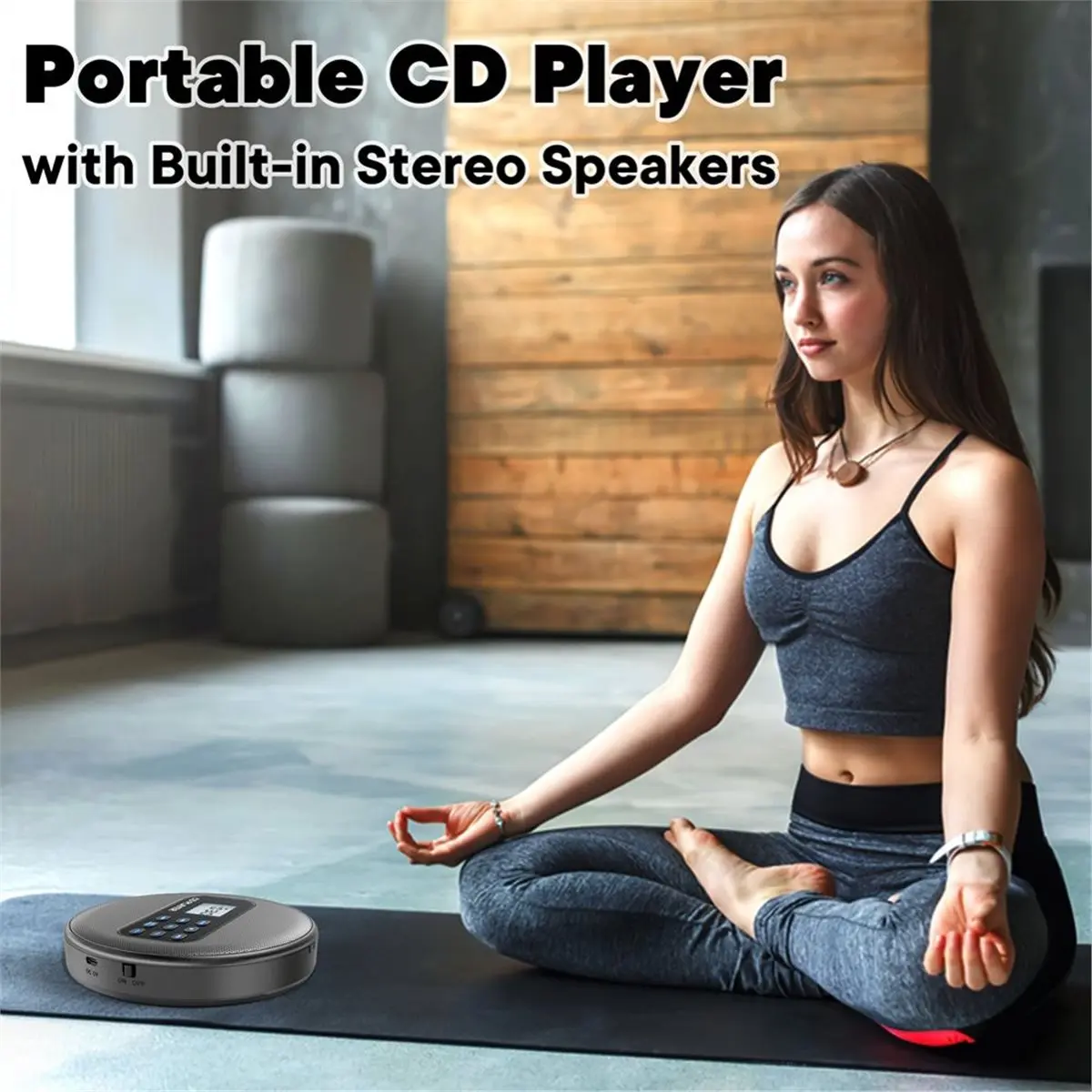 Фото Портативный Bluetooth-плеер DTC5 с динамиками, перезаряжаемый CD-плеер/проигрыватель компакт-дисков с наушниками №4