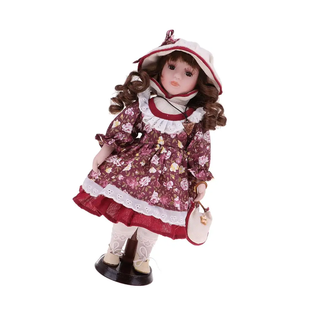 30cm Porcelain Girl Doll  Figure Clothes Collectible