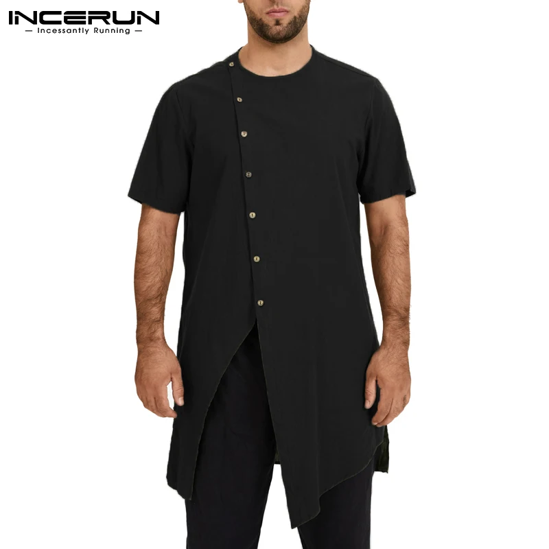 

Мужская Однотонная рубашка с коротким рукавом и круглым вырезом