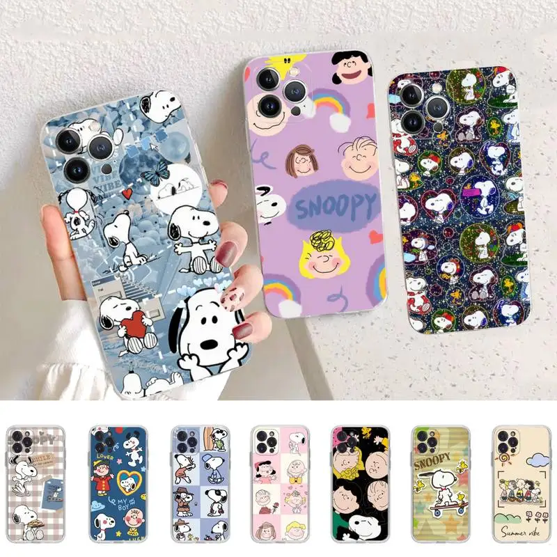 Cute Snoopy Dog Phone Case For iPhone 14 11 12 13 Mini Pro XS Max Cover 6 7 8 Plus X XR SE 2020 Funda Shell