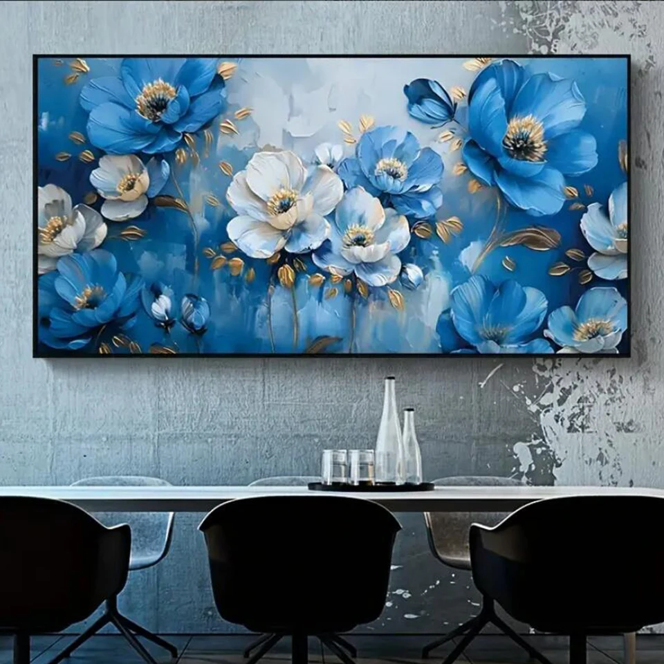 Алмазная мозаика сделай сам картина с большими красивыми синими цветами