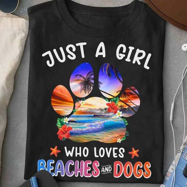 

Просто девушка, которая любит пляжи и собак, любитель собак, Пляжная рубашка-FridayStuff