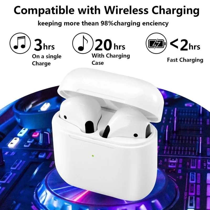 

Pro 4 TWS Wireless Headphone Bluetooth Earphones with Microphone Mini Earbuds Steoro Sports Handsfree Headset with Charging Case