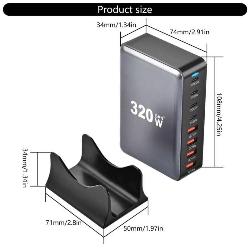 SZYA 320 Вт USB C и 8-портовое настенное зарядное устройство станция быстрой зарядки из