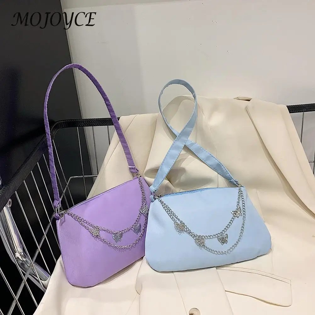 

Ladies Underarm Nylon Shoulder Bag Fashion Solid Butterfly Chain Handbags Exquisite Ladies Designer Handbags Elegant Female Bag