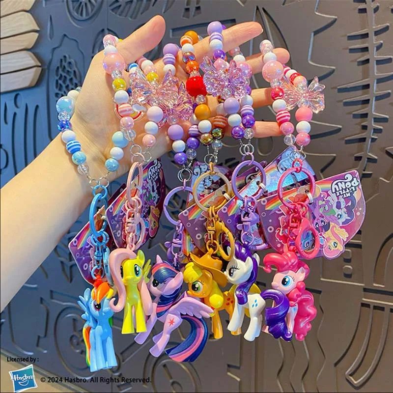 Фото Kawaii My Little Pony брелок аксессуары рюкзак кулон аниме фигурка игрушка брелок кукла подарок для девочки Сумеречный блеск Флаттершай №1