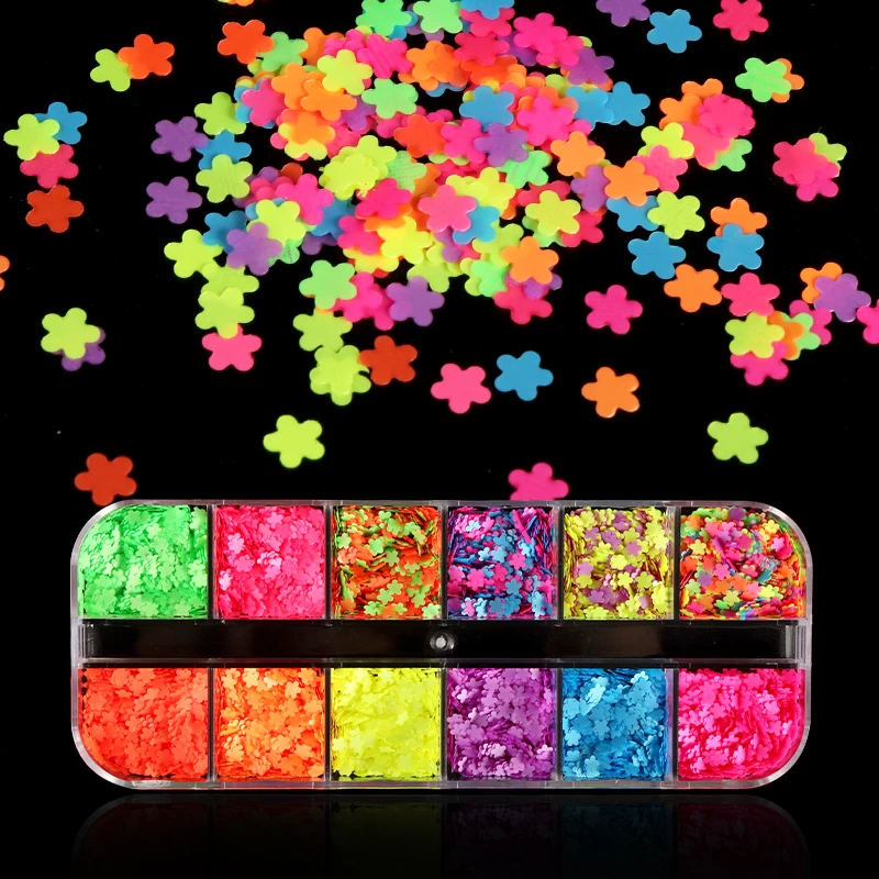 

DIY Accessories Fluorescence Flower Sequins Glitter For Resin Filling Slime Fillers Jewelry Making Supplies Nail Art Decorations