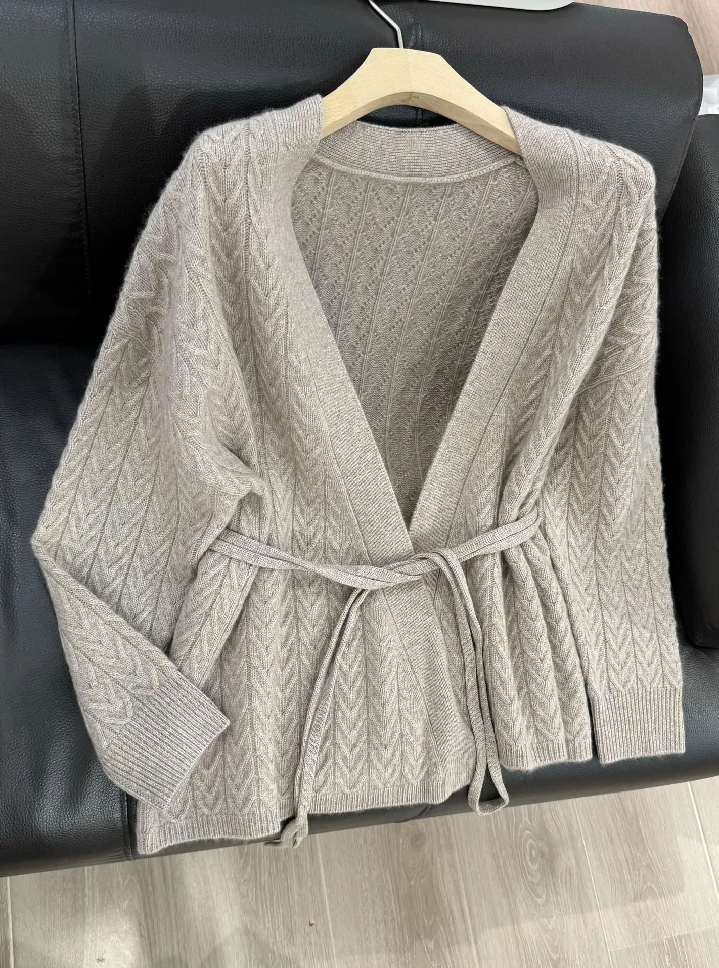 Осенний Женский кашемировый свитер L * P вязаный Свободный кардиган повседневный