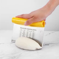 stainless steel 2 in 1 dough scraper with scale comfortable non slip handle sturdy blade multi purpose kitchen cooking tools