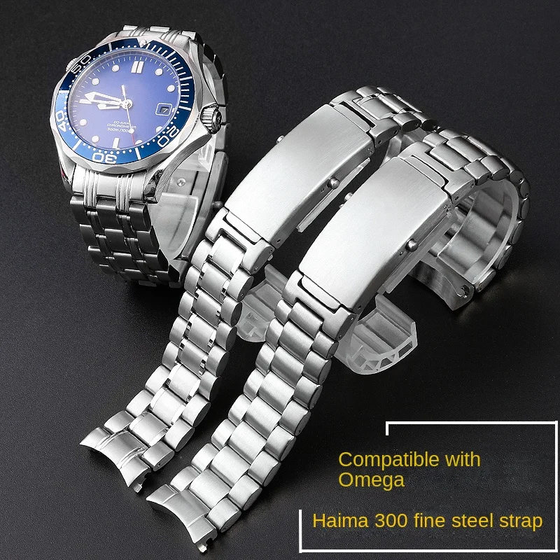 

20mm Stainless Steel Watch Band Replacement For Omega Seamaster 300 Ocean 007 316L Solid 22MM Silver Strap Bracelet Accessories