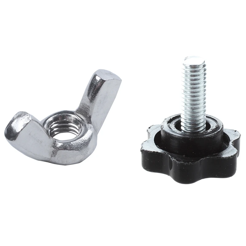 

5 Pcs M6 X 15Mm Male Thread 25Mm Hex Shaped Head Clamping Knob & 10 Pcs M6 Thread Dia Wing Nut Butterfly Wing Nuts