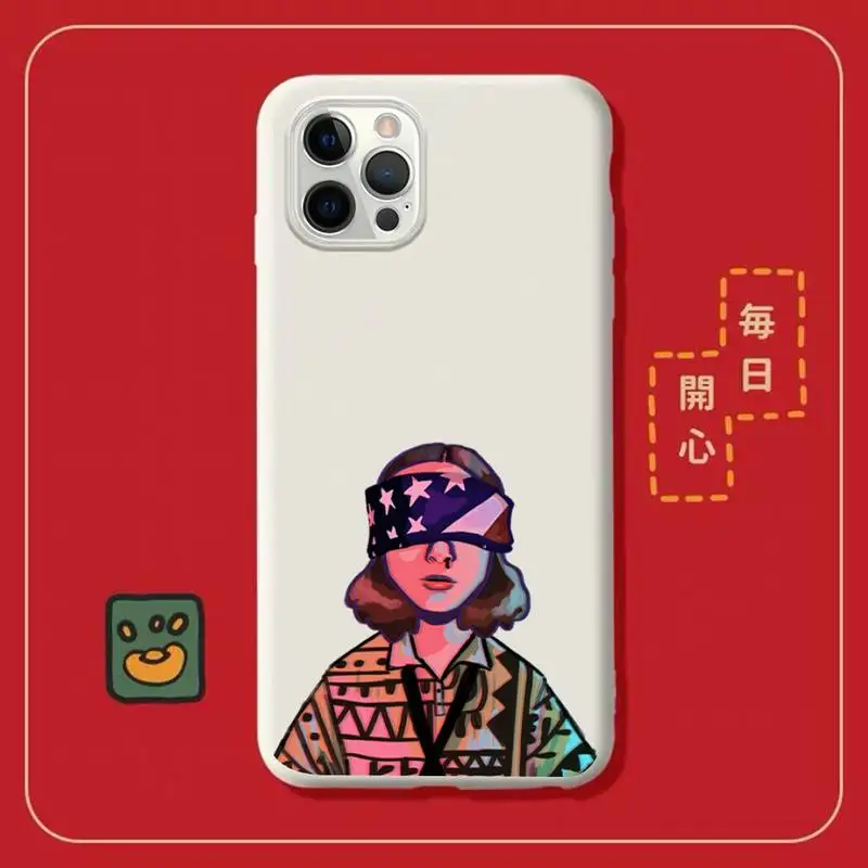 

FHNBLJ Stranger Things Phone Case for iPhone 11 12 13 Mini Pro Xs Max 8 7 6 6S Plus X XR Solid Candy Color Case