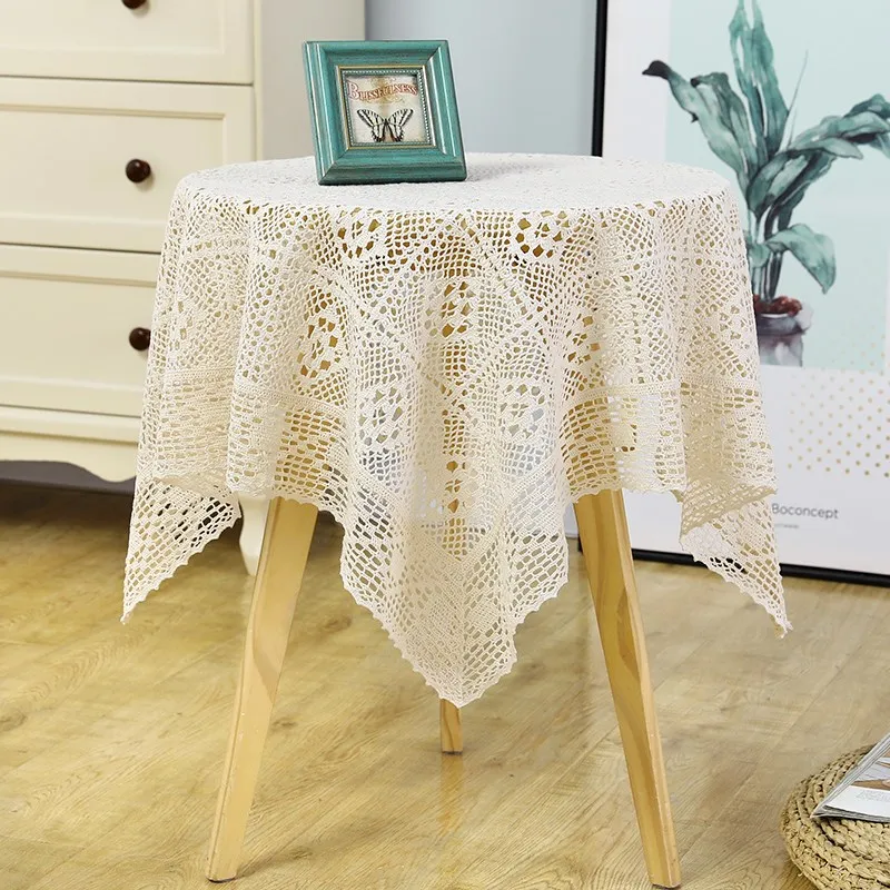 

Pastoral solid lace hollowed out photography square tea table bedside table tablecloth