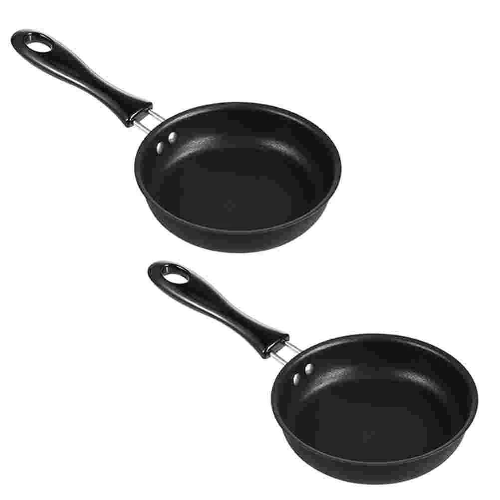 

2Pcs Mini Omelette Pans Egg Frying Pans Home Non-stick Frying Pans (Black)