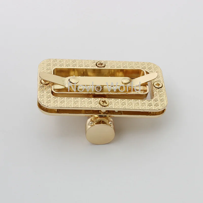 5-30sets 2 size 43*25mm 61*33mm light gold silver rectangle shape twist lock with bamboo for handbag turn lock