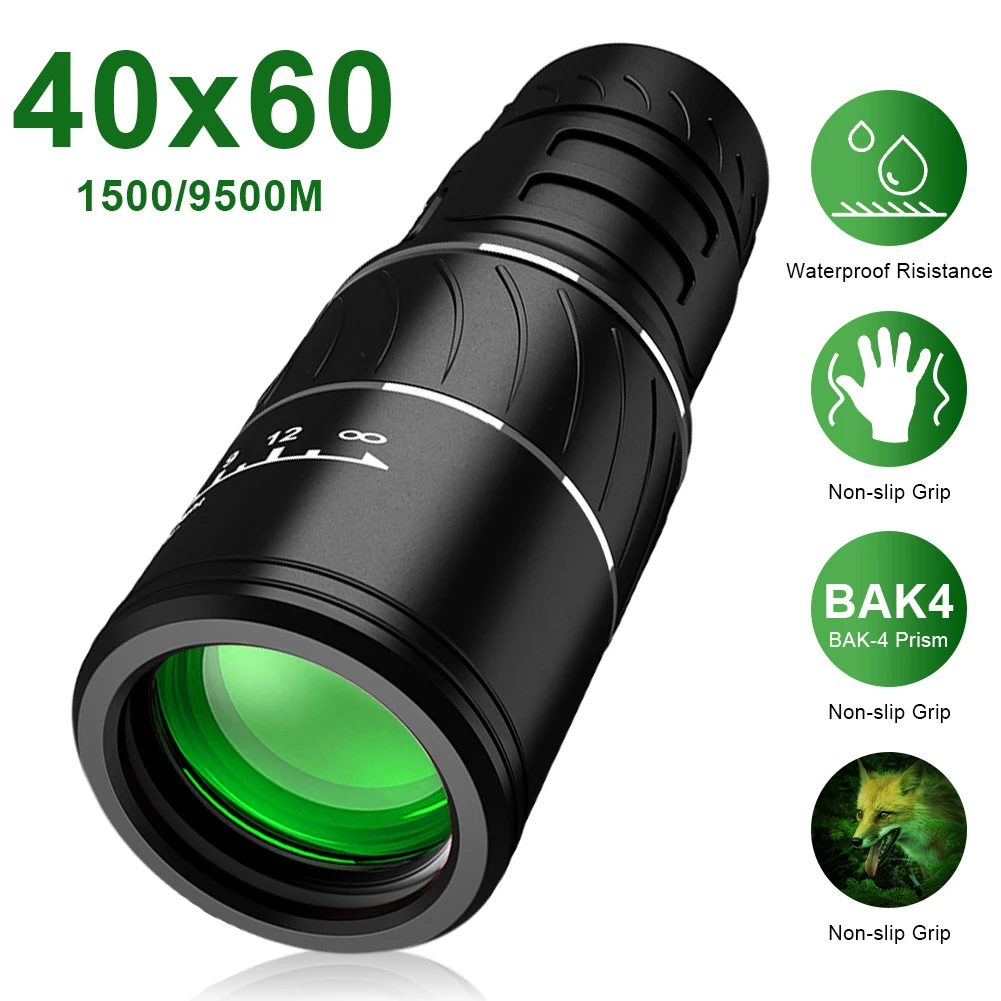 

40X60 Telescope Professional Monocular Powerful Binoculars HD Pocket Telescope with Tripod for Travel Holiday Christmas Gift New