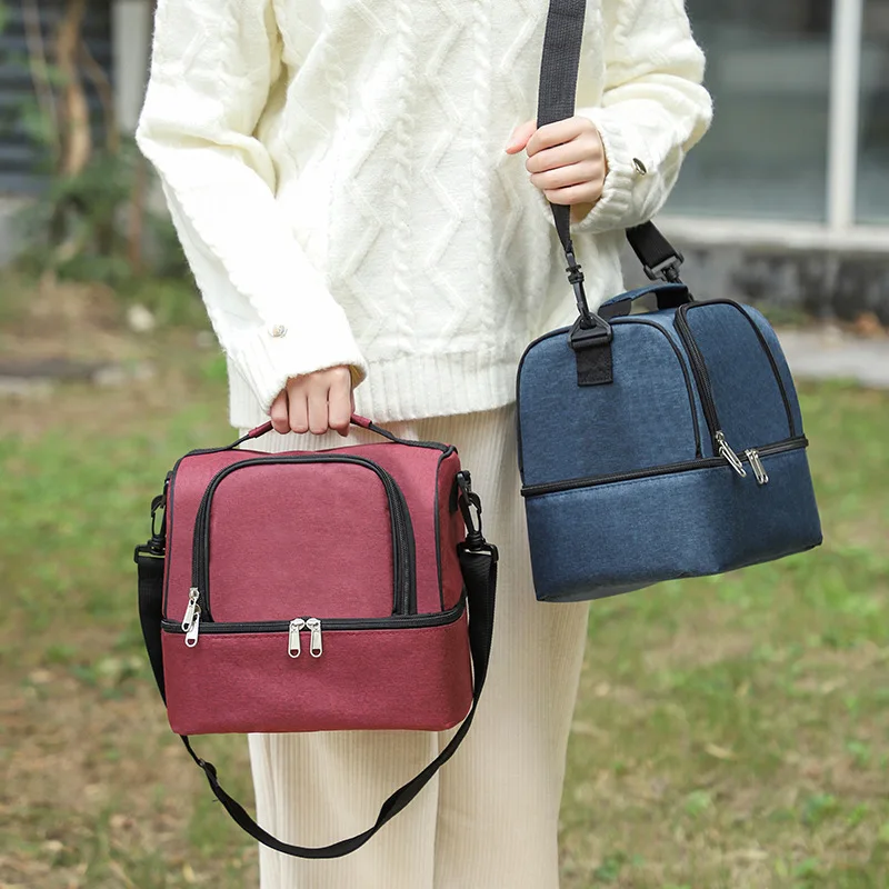 

Двухслойная Термосумка для ланча для женщин и мужчин, многофункциональная Изолированная Термосумка для многоразового использования и сох...