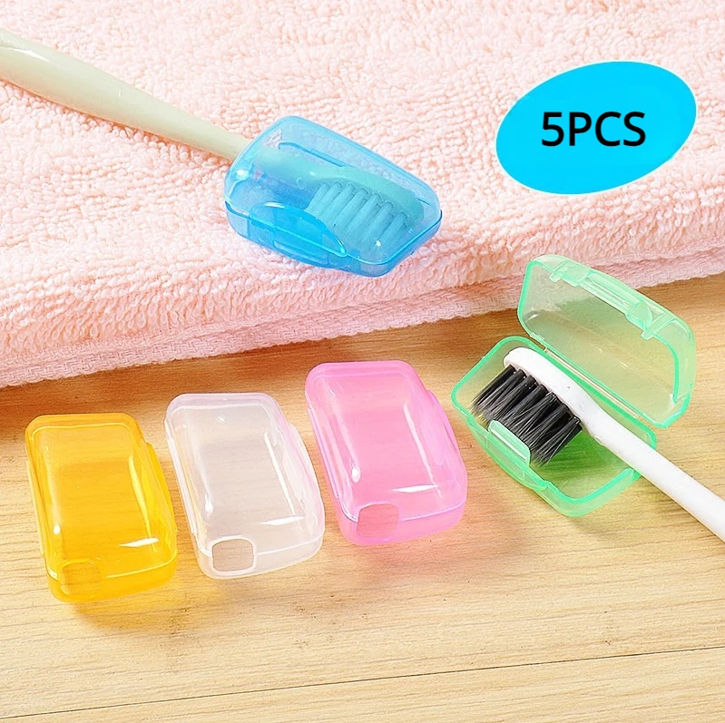 

5pcs Portable Toothbrush Head Protective Cover Dustproof Head Cover Case for Travel Hiking Camping Household Bathroom Products
