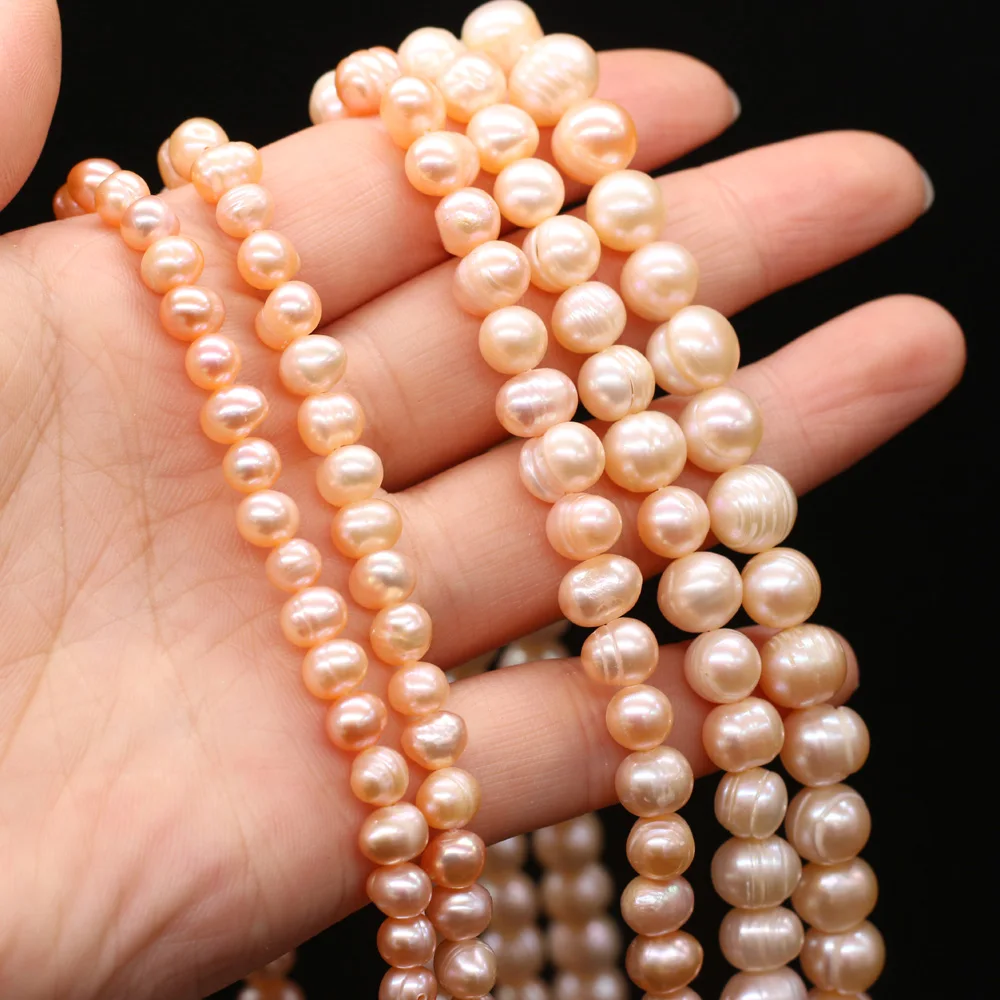 

Natural Freshwater Pearls Round Pink Beaded 5/6/7/8/9/10mm For Jewelry Making DIY Necklace Bracelet Accessories Charm Gift 36CM