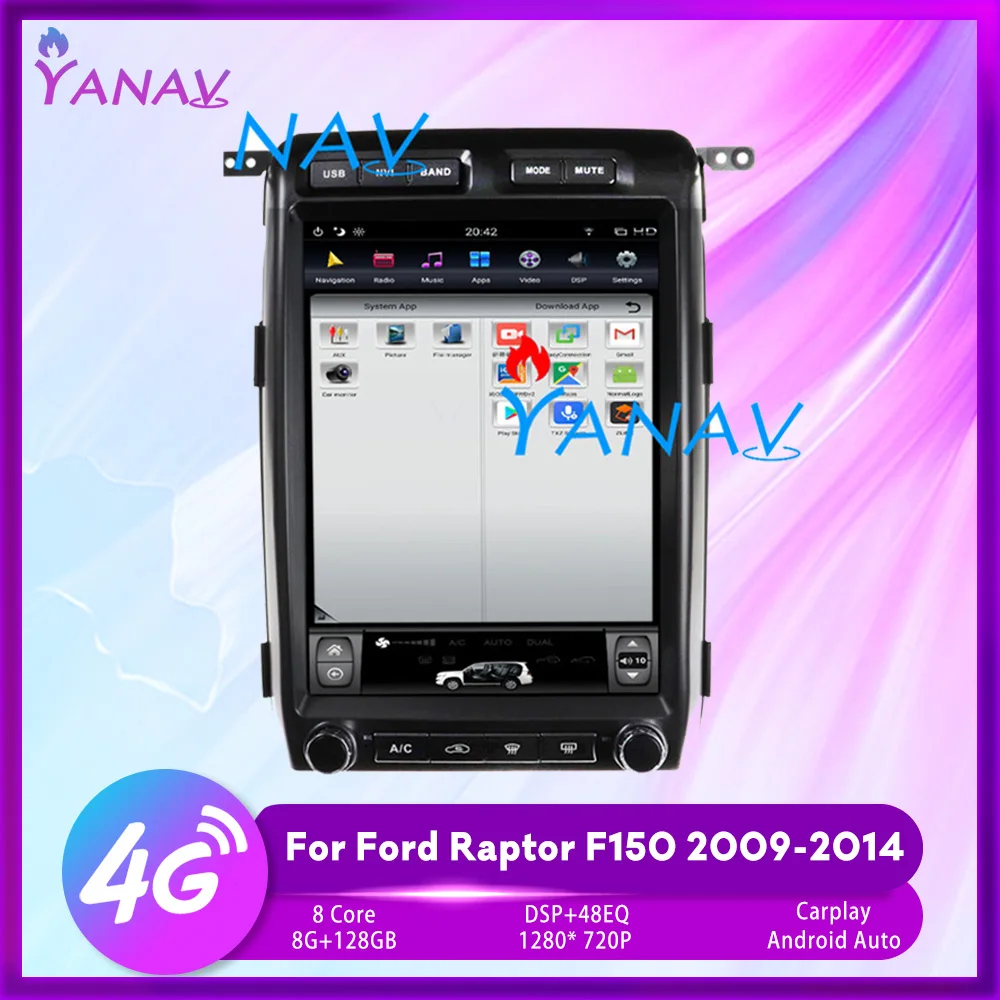 

Автомобильный мультимедийный плеер для Ford Raptor F150, 2009-2014, 13 дюймов, Android 11, 8 +, 128 Tesla, GPS-навигация, автомобильное радио, стерео