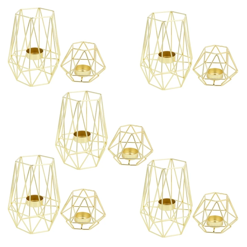 

Набор из 10 золотых геометрических металлических подсвечников для гостиной и ванной