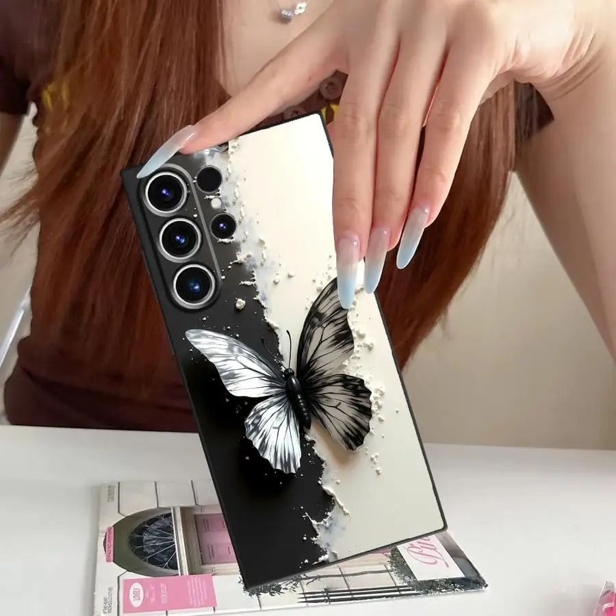 Фото Чехол для Samsung Galaxy S26 Ultra S10 S9 Note 20 8 9 10 S20 Ultra S25 Plus S21 FE S24 S23, чехол-накладка для телефона, черный, белый №5