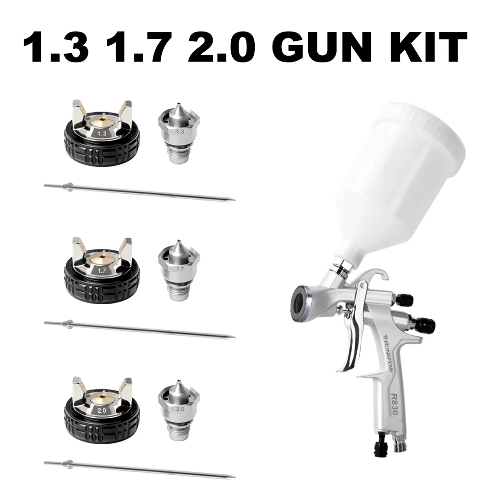 RONGPENG Профессиональный пистолет-распылитель LVLP R830 для покраски автомобильной отделки 1,3/1,4/1,5/1,7/2,0 мм сопло 600cc чашка гравитационный пистолет-распылитель Аэрограф