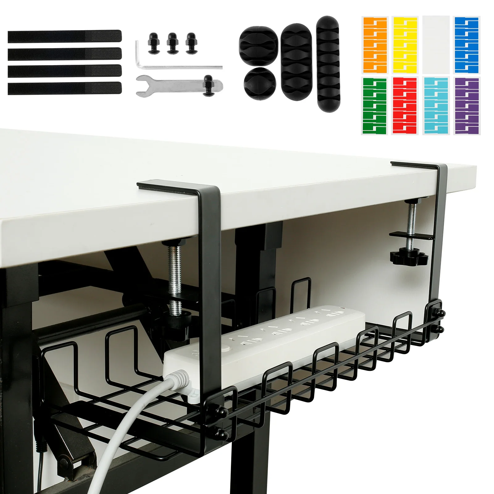 

L Подставка под стол для управления кабелями, съемная подставка под стол, стеллажи для кабелей, не сверляет, стандартная прочная металлическая корзина для кабелей