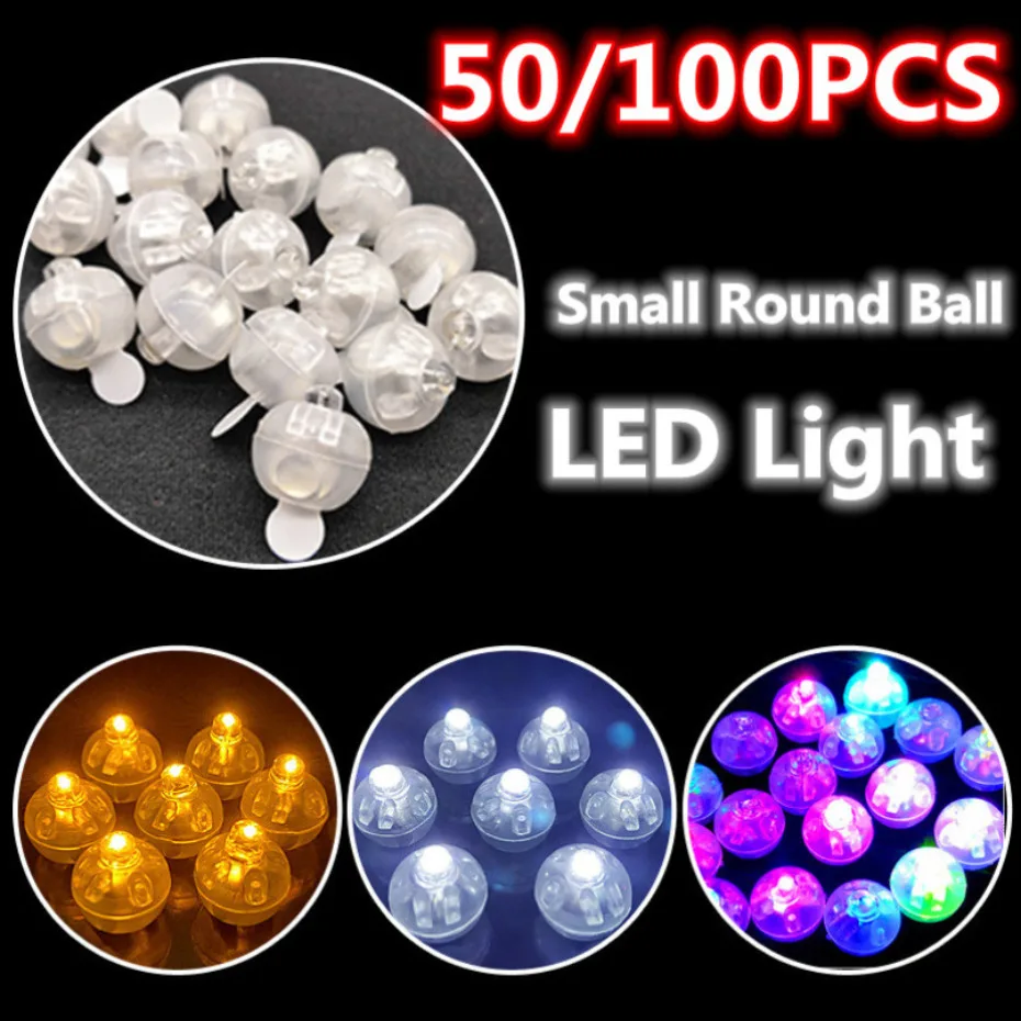 

50/100Pcs Tumbler Small Round Ball Light Balloon LED Flash Luminous Lamps Lantern Light for Wedding Party Birthday Decoration