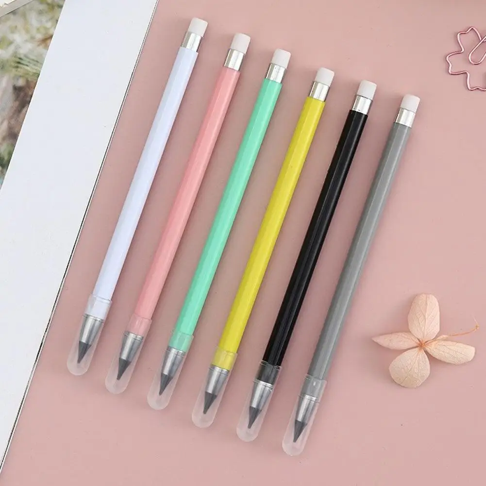 

Вечный карандаш Macaron, 6 шт., детские школьные канцелярские принадлежности, ручка для письма, неограниченный цвет, эскиз, бесконечность, однотонная искусственная ручка E9O6