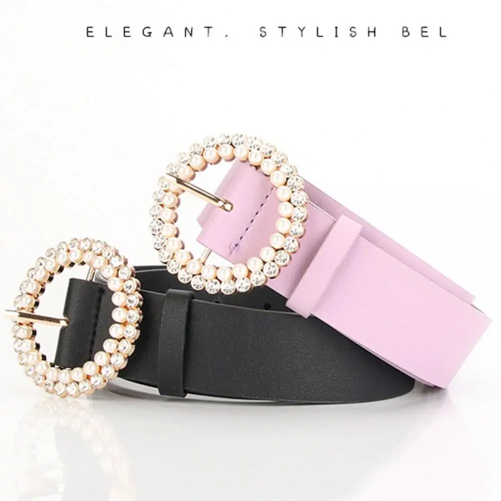 

Lady Waist Strap Exquisite Workmanship Waistband Multi Holes Faux Leather Women Belt